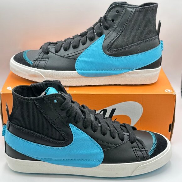 Men’s Nike Blazer Mid '77 Jumbo Black Baltic Blue FD0278-001 Size 11.5 - Picture 1 of 12